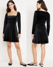 Old Navy Women's Fit & Flare Velvet Mini Dress Black Size XS Small Tall M XL XXL