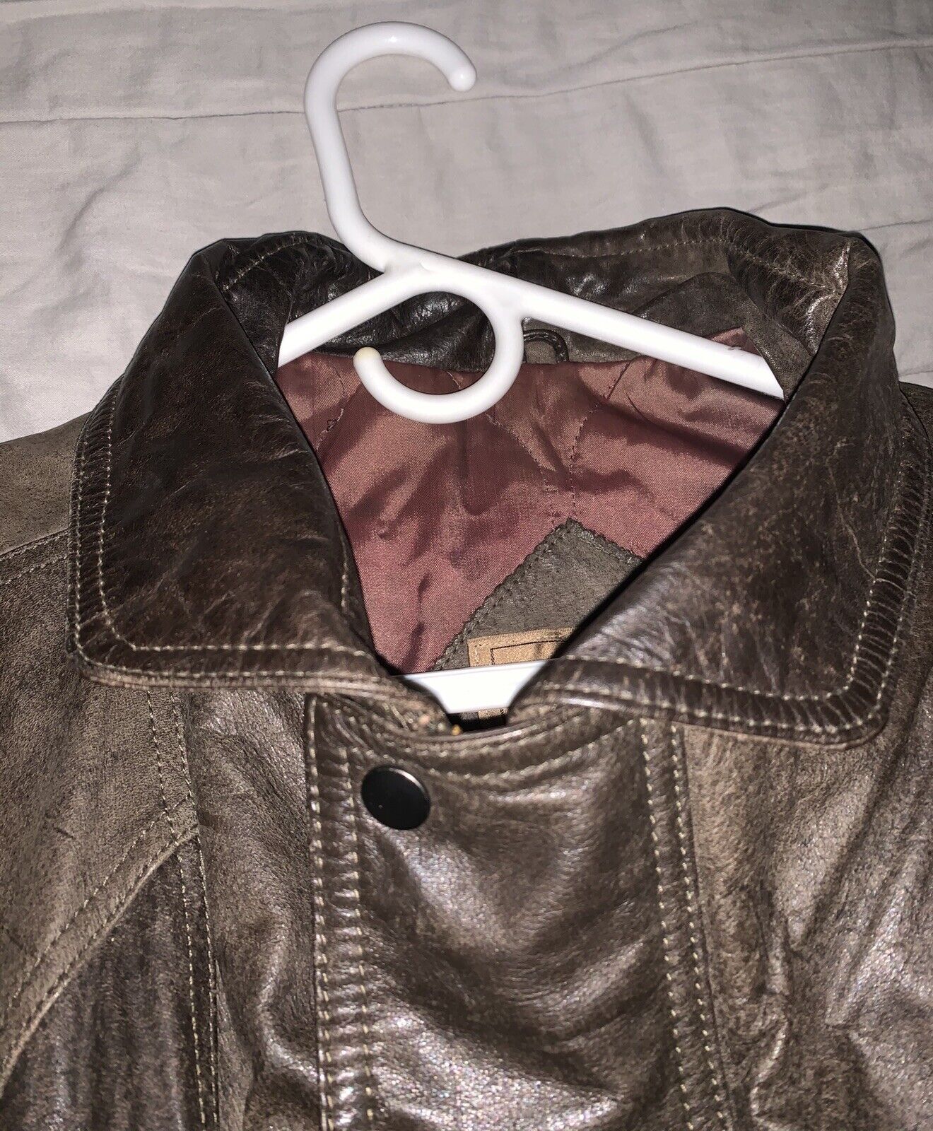 Men’s Brown Genuine Leather Winter Jacket Size 46… - image 7