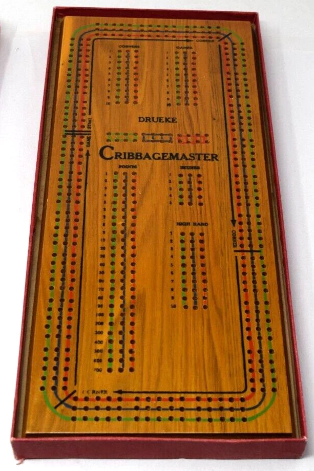 Clavijas de caja de tablero Cribbagemaster de colección Drueke años 50 instrucciones Foto 2 de 4