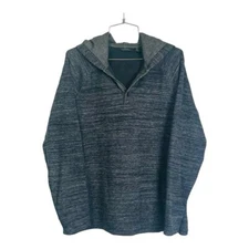 Marc Anthony Hooded Sweatshirt Slim Fit Hoodie Dark Gray Buttons Men Size Medium