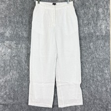 Quince 100% European Linen Wide Leg Trousers Light White High Rise Pleated Sz 4