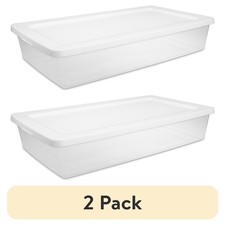Large Clear Plastic Storage Box with Lid 41 Quart Capacity 2 Pack Organizing