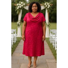 John Meyer of Norwich 100% Silk vintage magenta hot pink Cowl Neck Dress 18 WP