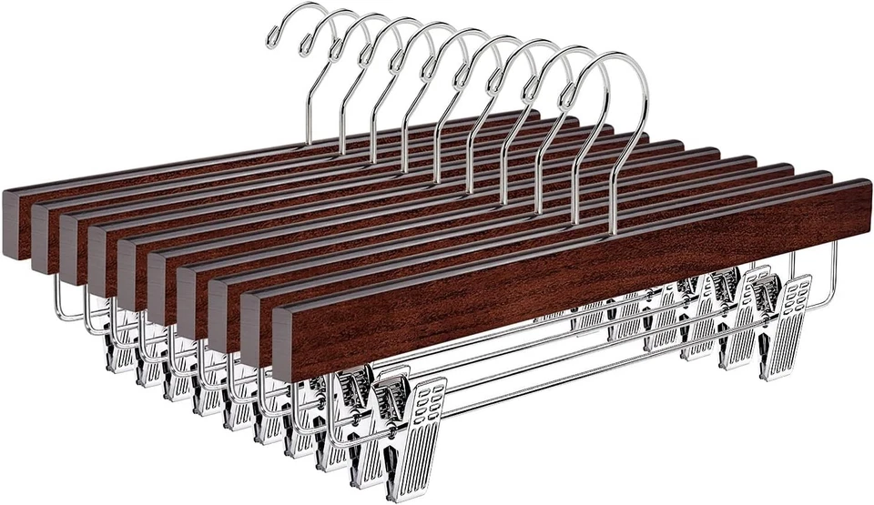 10 Stück Holz Kleiderbügel Retro Glänzend rutschfest flexibel - Bild 3 von 4