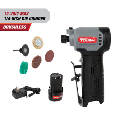 Hyper Tough 12V Max Cordless Brushless Die Grinder 1/4 in with Battery & Charger