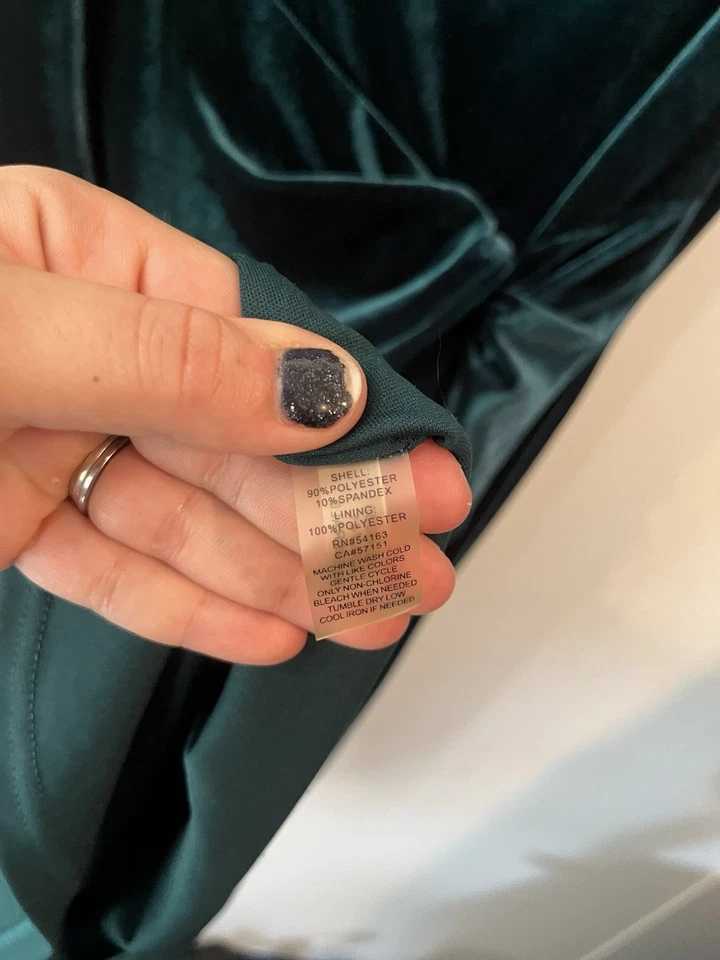 Vestido Ellen Tracy Verde Esmeralda Terciopelo Acanalado Talla 10p Hasta la Rodilla Manga Corta Foto 4 de 4