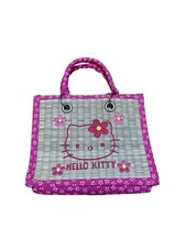 Rara borsa Sanrio Hello Kitty in paglia di tatami ricamata 20,5 x 16 cm nuova