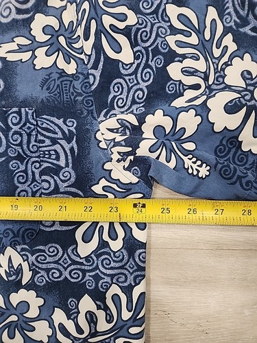 VTG Point Zero Tribal Hawaiian Floral Button Down Shirt Size L Blue - Picture 4 of 6