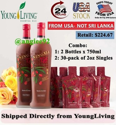 Young Living NingXia Red Combo 2 Bottles x 750ml & 30-pack of 2oz Singles - $230