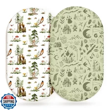 Bassinet Sheets for Baby Girls Boys 2 Pack, Fitted Baby Mattress Sheet for Re