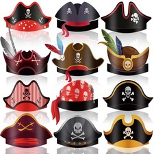 Funtery 48 Pcs Pirate Hat Halloween Party One Size, Multicolor