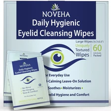 60Pcs Daily Hygienic Eyelid & Lash Wipes | for Blepharitis & Itchy Eyes, Demodex