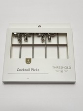 Threshold Target 4 Pack Bow Tie Cocktail Picks Metal Silver Tone Finish 5" New