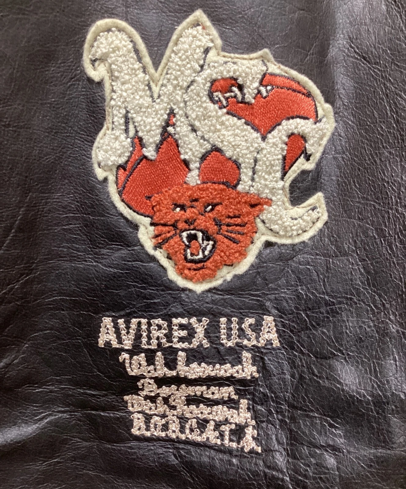 AVIREX 90's Leather Stadium Jacket Varsity Jacket Men's Size M Brown/Black - product detail image 6