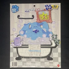Blues Clues Bath Time DOUBLE  LAYER Picture Frame-Tray 25 Piece Puzzle 1999 VTG