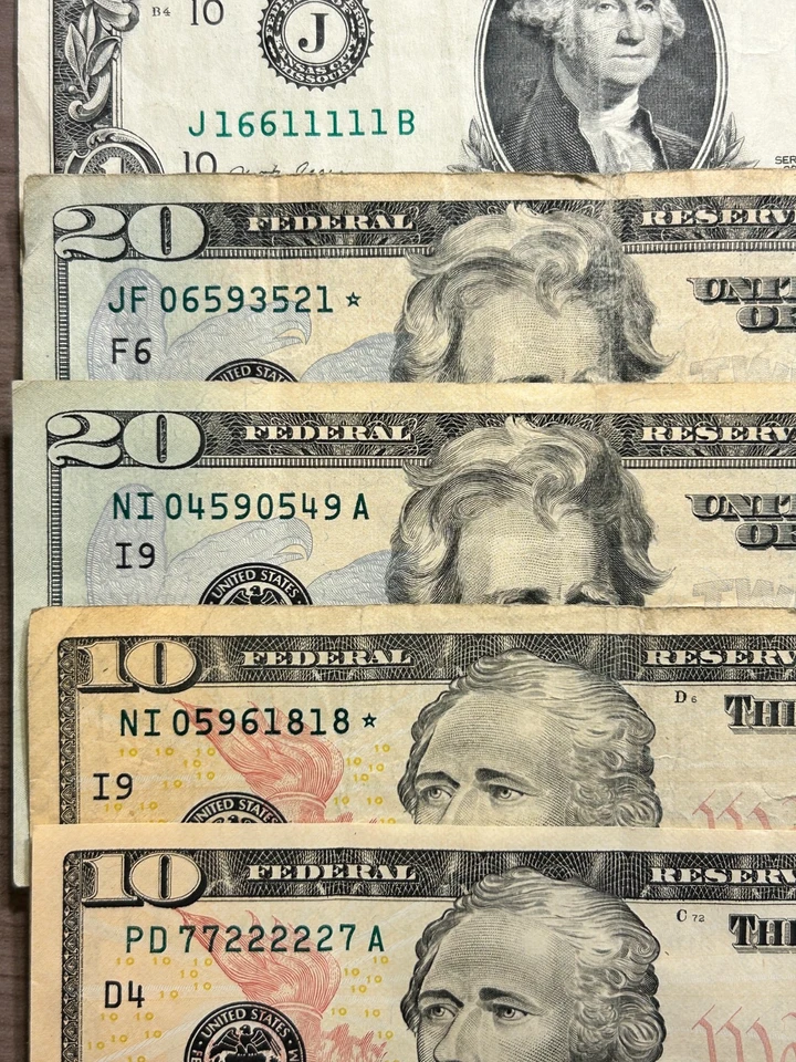 Star Note/Serial Number Lot $86 Face Value Random Oddball Bills Circulated Cash - Image 2 of 3