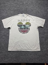 Disney Mickey Mouse Happy Place Men's T Shirt White Size Large Graphic Print