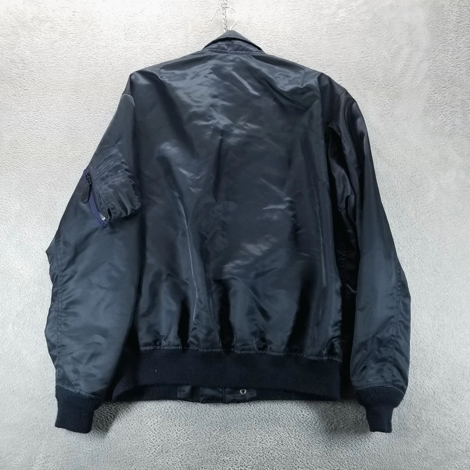 Jaqueta masculina vintage cockpit EUA azul GG anos 90 Flyers combate náilon com zíper - Imagem 2 de 4