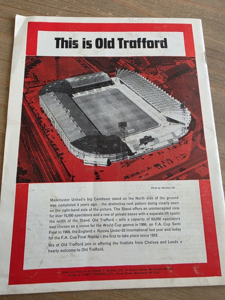 Chelsea V Leeds United FA Cup 1970 Final Replay Programme 29/4/1970 L9 - Image 2 of 3