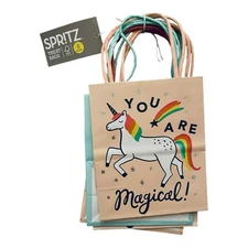 Spritz Paper Party Favor Bags Rainbow Unicorn 6 Pack