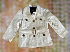 Vintage Kids Leather Jacket Mod Size 6 White Button Up