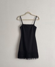Lulus Women's Formal Party All Night Long Black Fringe Bodycon Mini Dress Size S
