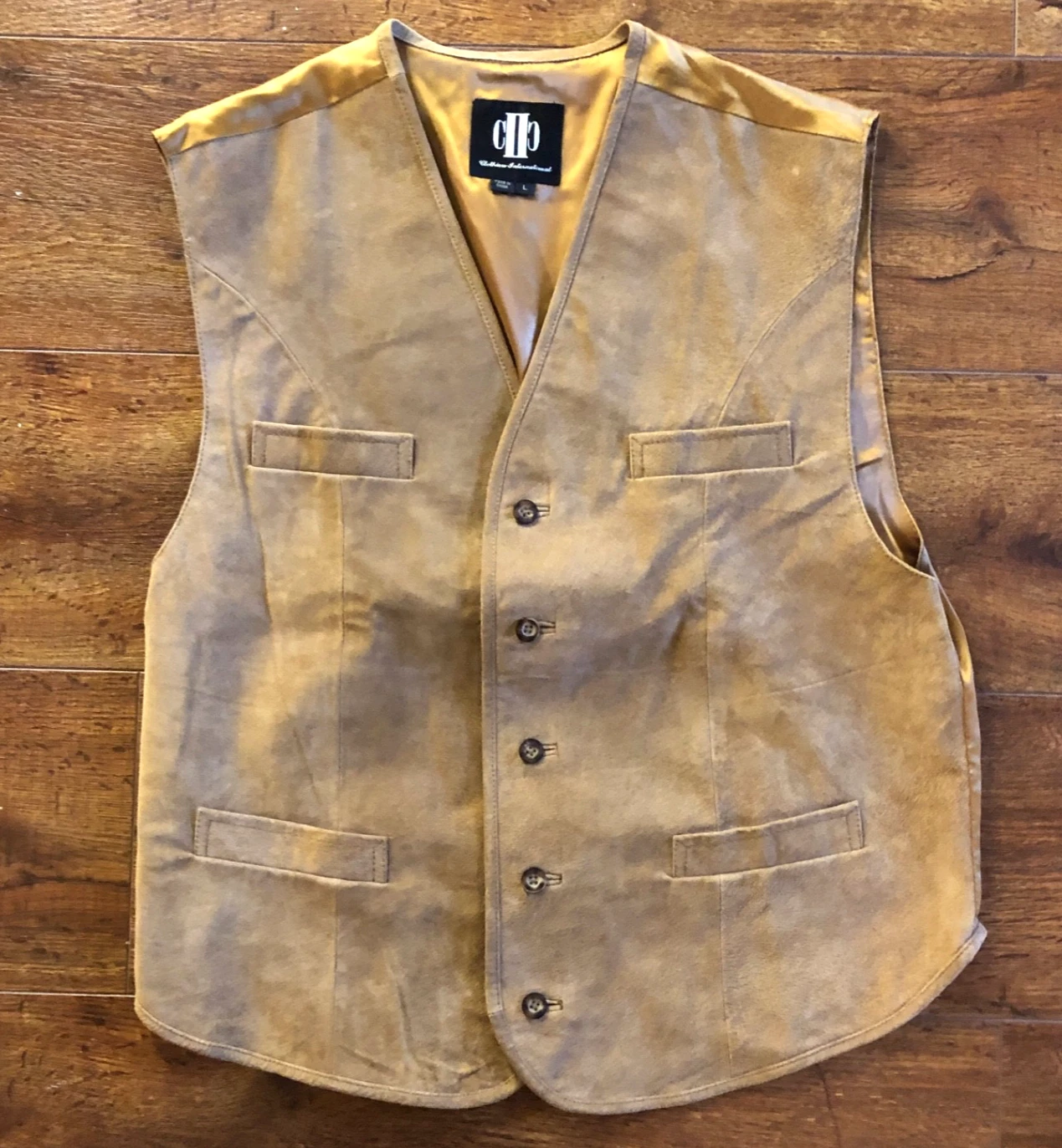 VTG Clothiers International Vest Men's L Tan Suede Button Down GUC