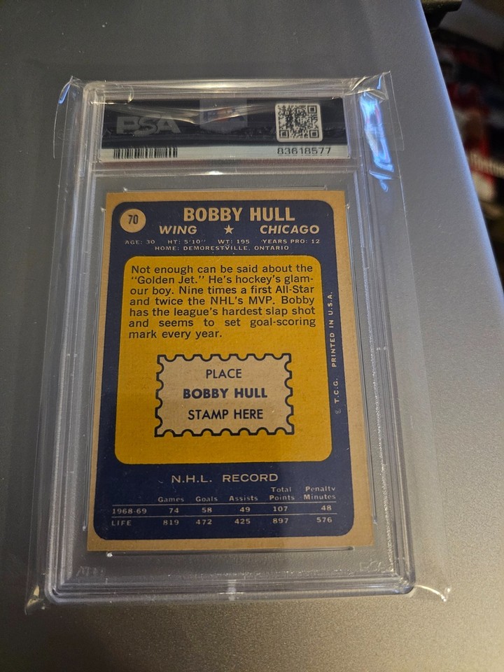 1969 70 Topps #70 Bobby Hull Chicago Blackhawks PSA 7 | eBay