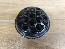 Black Amethyst Glass 13 Hole Flower Frog Art Deco Vintage Depression Glass