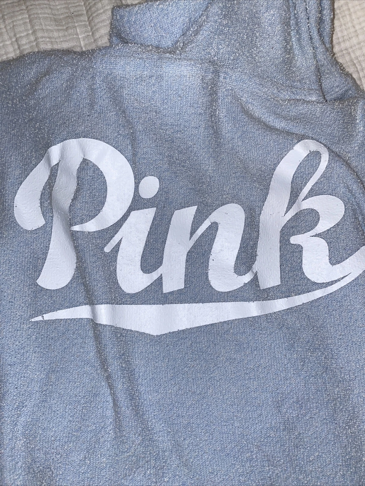 UNDERCOVER FELPA CON CAPPUCCIO IN PILE BLU VICTORIA'S SECRET "ROSA" TAGLIA M