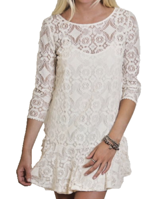 cream lace dress 3 4 sleeve Sweet Cream Three Quarter Sleeve Dress