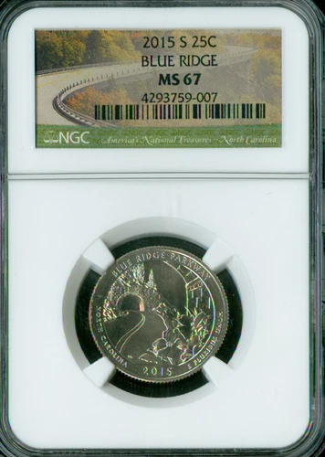 2015 S BLUE RIDGE PARKS QUARTER NGC MS67 PQ  .