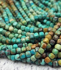 Genuine Blue Turquoise Cube Cut Faceted Beads 4x4mm Full Strand 15.5" PRP398