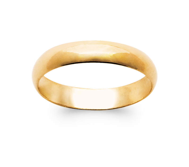Bague alliance 4mm anti-ternissement en plaqué or toutes tailles 48-76