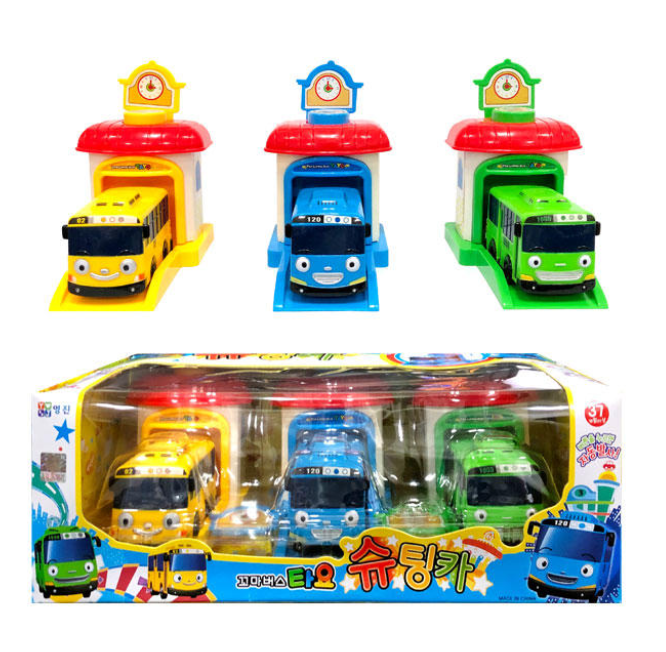 3PC) The Little Bus TAYO Mini Shooting Cars Set Toy Children Kids