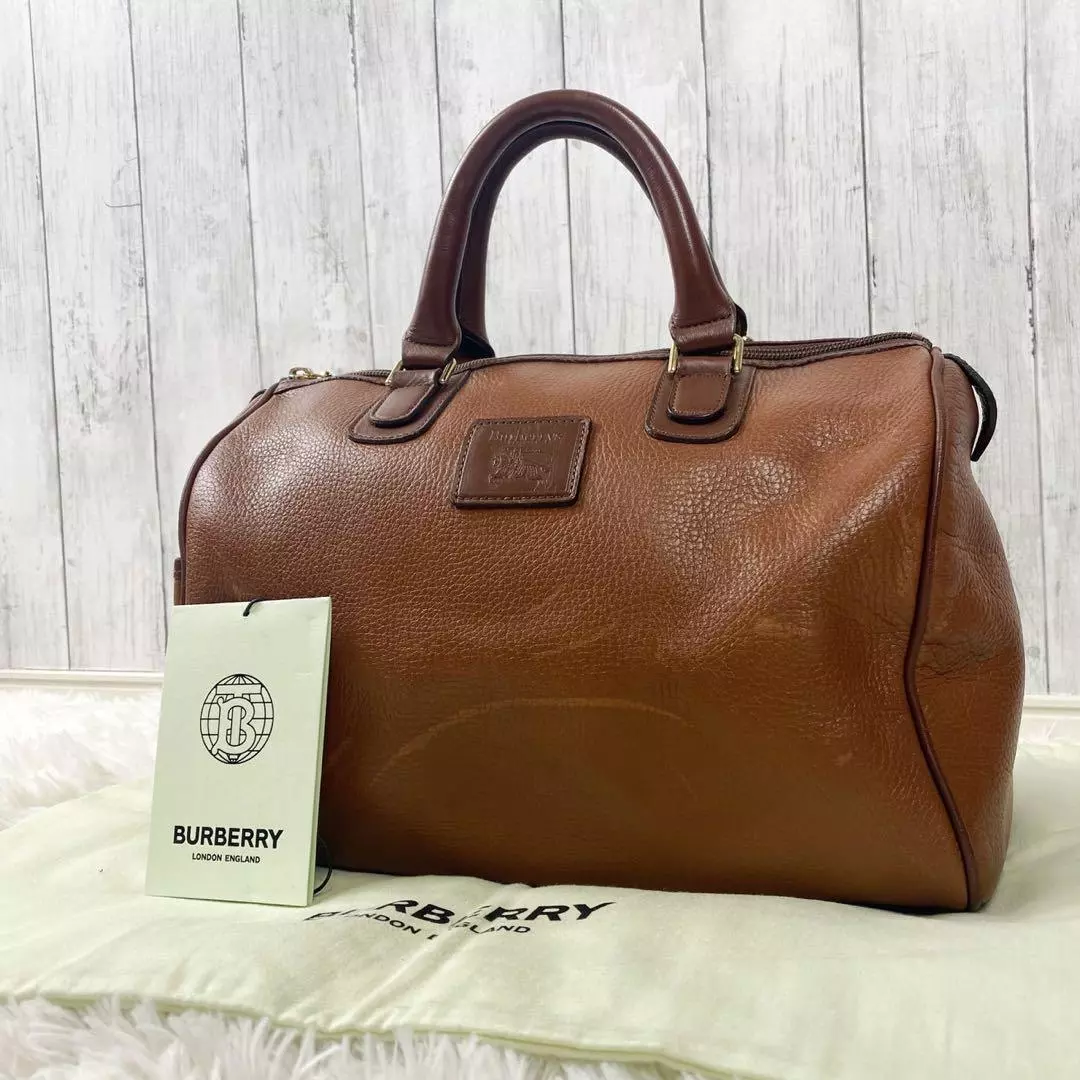 Burberry Handbag Mini Boston Leather Novacek Logo Brown eBay