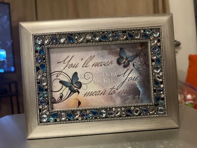Musical Jewelry Box Never Know How Much You Mean to Me Brushed Silver tone
