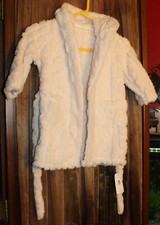 Kids Hooded Plush Bathrobe w/ Belt New Size 6-7 Ivory