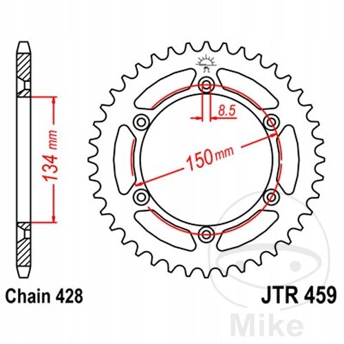 Pignon arrière JT 4330 à 52 dents pour moto Kawasaki KDX 125 millésimes 1990 à 1999