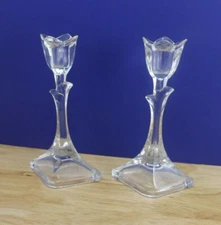 Toscany Lead Crystal Tulip Tapered Candle Holders Set of 2 Made in the USA
