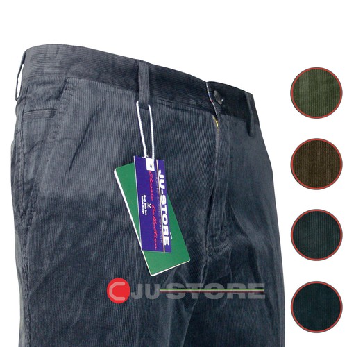 Pantalone uomo classico elegante velluto elasticizzato rigato taglie forti  46/64 | eBay