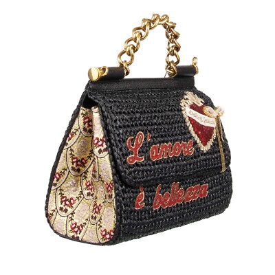 【VIP価格】DOLCE & GABBANA Sicily Rafia Crossbody Bag Elongated Sicily handbag in Multicolor for Women