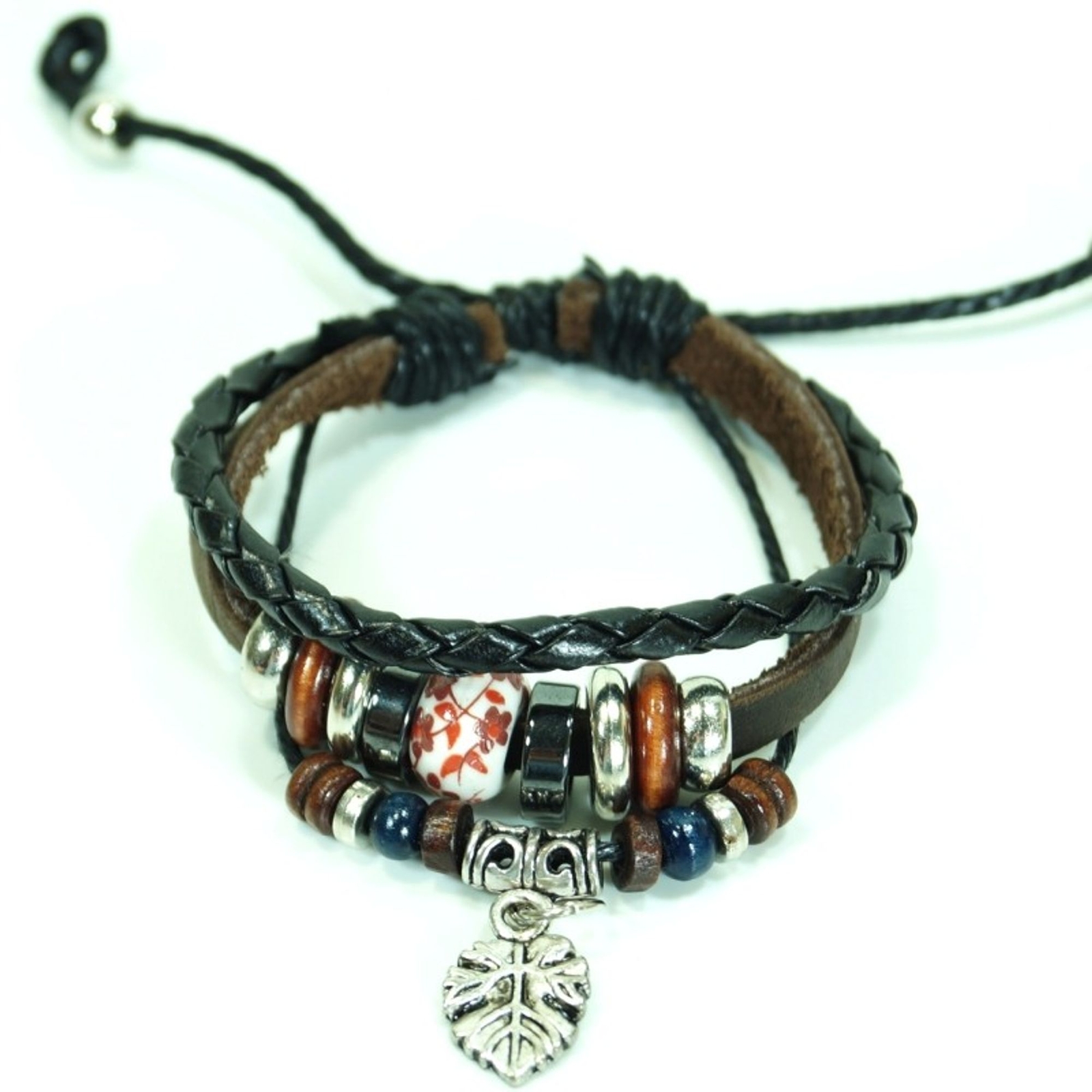 Нарукавная повязка байкера CJBB6356 Damen Blatt повязка серфера Lederarmband Leder braun 3290₽