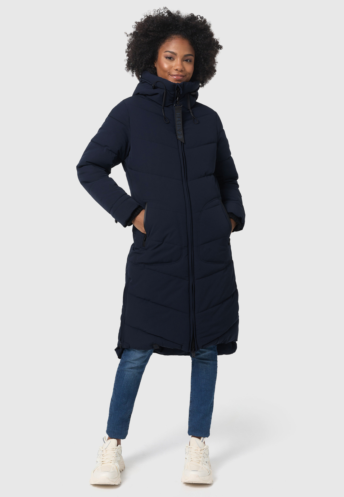 MARIKOO Damen Winterjacke Lang - Gesteppter Wintermantel Warm & Stylisch