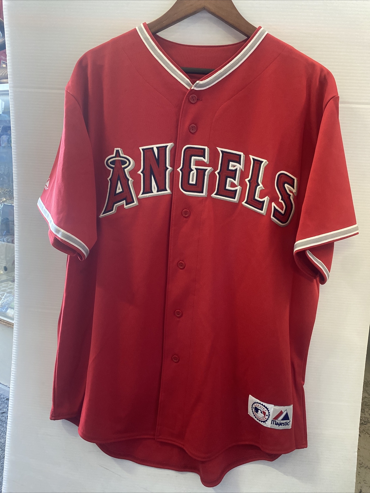 LA ANGELS BASEBALL JERSEY MAJESTIC XL RED Blank MLB Genuine Merchandise