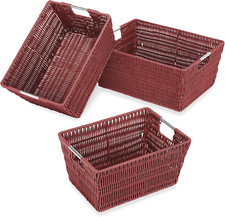 3 Pack Storage Baskets, Large Woven Baskets for Storage Shelves Home, Pantry Bas