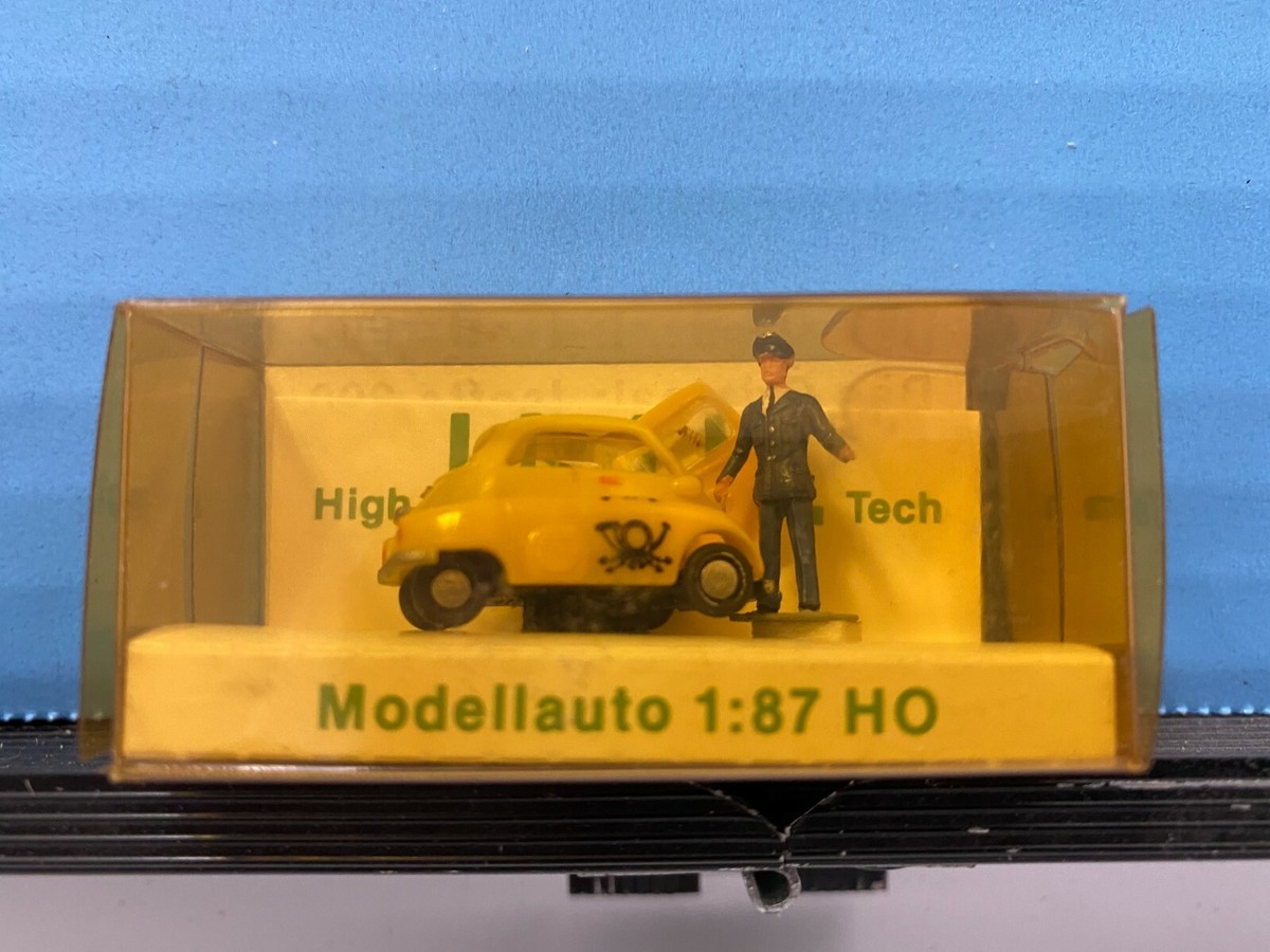 1/87 I.M.U. MODELLAUTO BERLIN 1960 ISETTA 300 YELLOW WITH FIGURINE