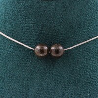 Steine Und Mineralien. Halskette 2 Perlen Bronzit 8 Mm. Kette Aus Edelstahl