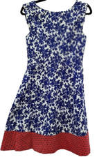 Oasis Floral Tea Dress Blue Midi Summer Occasion Dress UK 10