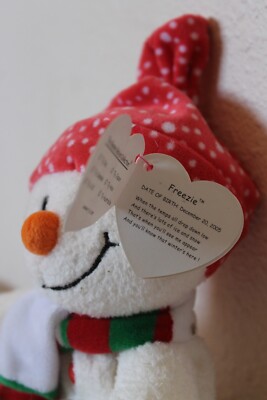 Ty Beanie Baby Freezie The Snowman 7 Inch MWMT S Stuffed Animal
